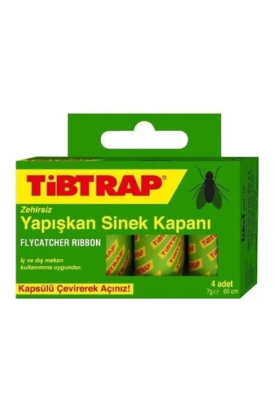 TİPTRAP  Tibtrap Yapışkan Karasinek Tuzağı Sinek Bandı 1 Kutu(4'LÜ CAPSÜL)