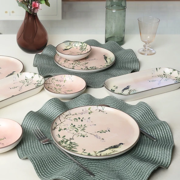 Keramika Pink Woods Kahvaltı Takımı 12 Parça 6 Kişilik 22639-41 - 4