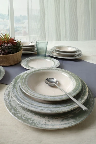 Keramika Deep Green Assos Yemek Takımı 24 Parça 6 Kişilik 22644 - Resim 5