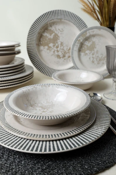 Keramika Deep Moon Assos Yemek Takımı 18 Parça 6 Kişilik 22886-87 - 4