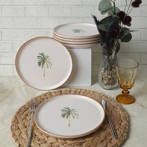 Keramika Bronze Palmiye Nordic Pasta Tabağı 22 Cm 6 Adet 22901 - 4