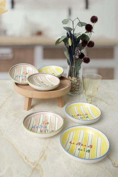 Keramika Mama Mia & La Dolce Vita Halka Çerezlik / Sosluk 13 Cm 6 Adet 22724-25 - 2