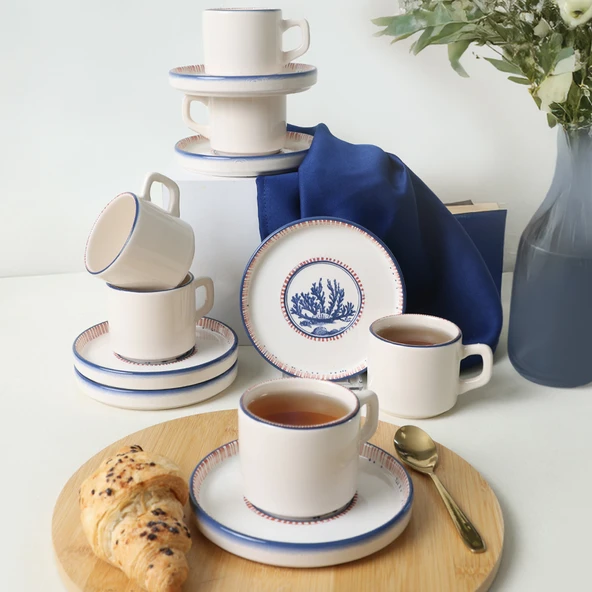 Keramika Marine Wonders Stackable Çay Takımı 12 Parça 6 Kişilik 22741-22905