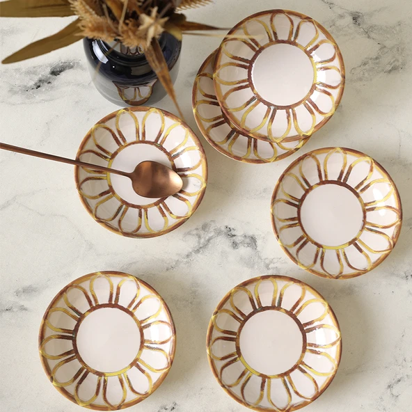 Keramika Worn Gold Halka Çerezlik / Sosluk 13 Cm 6 Adet 22967