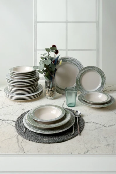 Keramika Deep Green Assos Yemek Takımı 24 Parça 6 Kişilik 22644 - Resim 2