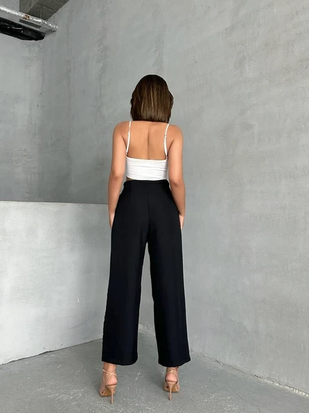 Kadın Kuşak Detaylı Siyah Pantolon - 4