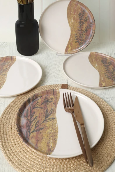 Keramika Terra Leaf Nordıc Pasta Tabağı 22 Cm 4 Adet / 22969-70 - Resim 3