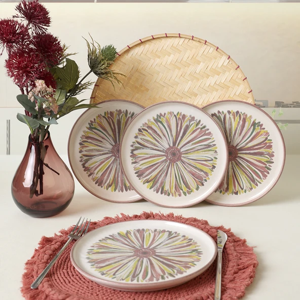 Keramika Serene Flower Nordıc Pasta Tabağı 22 Cm 4 Adet 22983