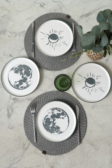 Keramika Black Shadow Nordic Pasta Tabağı 22 Cm 4 Adet 22981-82