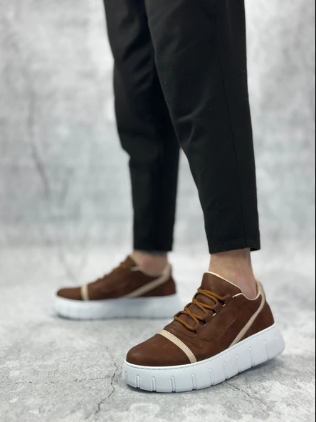 ET0666 Taba Yüksek Taban Erkek Günlük Ayakkabı - Resim 5