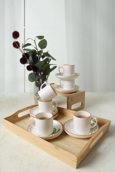 Keramika Bronze Palmiye Nordic Kahve Takımı 12 Parça 6 Kişilik 22902-03 - 2