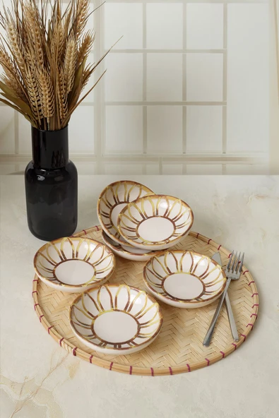 Keramika Worn Gold Halka Çerezlik / Sosluk 13 Cm 6 Adet 22967 ürün görseli 1