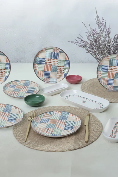 Keramika Etnik Kahvaltı Takımı 13 Parça 6 Kişilik 22552 - 2