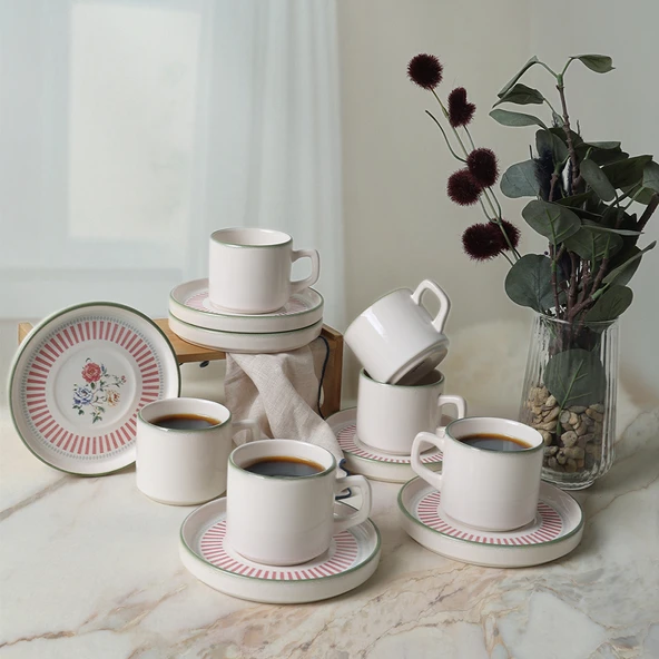 Keramika Rose Line Stackable Çay Takımı 12 Parça 6 Kişilik 22910-12