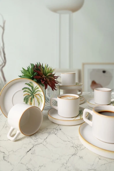 Keramika Bronze Palmiye Stackable Çay Takımı 12 Parça 6 Kişilik 22902-03 - 2