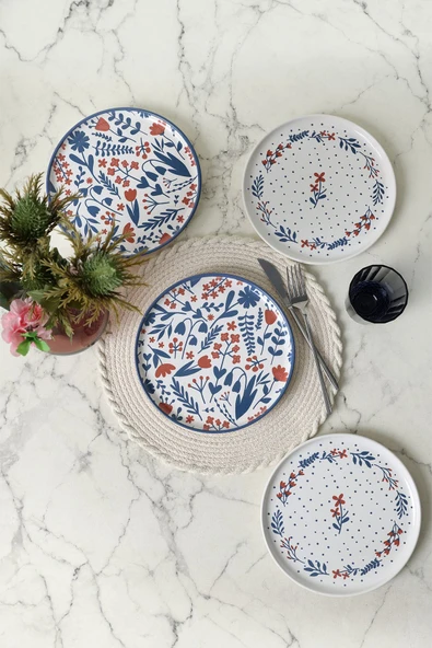 Keramika Dot & Bloom Nordic Pasta Tabağı 22 Cm 4 Adet 22963-64 ürün görseli 1