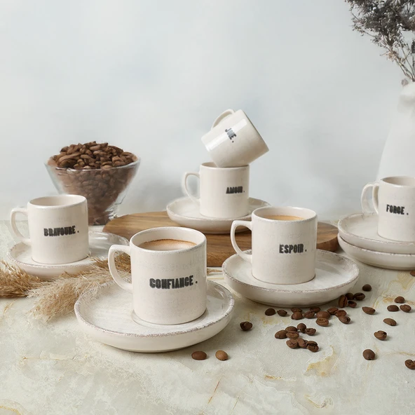Keramika Deep Collection Mottolu Nordic Kahve Takımı 12 Parça 6 Kişilik 22650-55 - 3