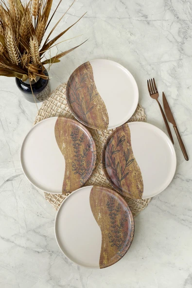 Keramika Terra Leaf Nordıc Pasta Tabağı 22 Cm 4 Adet / 22969-70 ürün görseli 1
