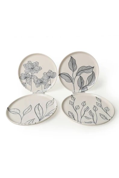 Keramika Leaf Traces Nordıc Pasta Tabağı 22 Cm 4 Adet  / 22881-82-83-85 - Resim 6