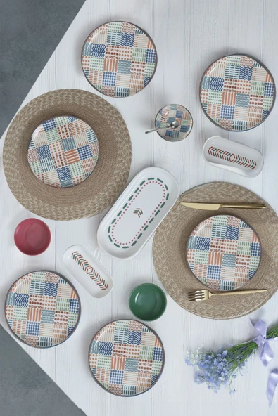 Keramika Etnik Kahvaltı Takımı 13 Parça 6 Kişilik 22552