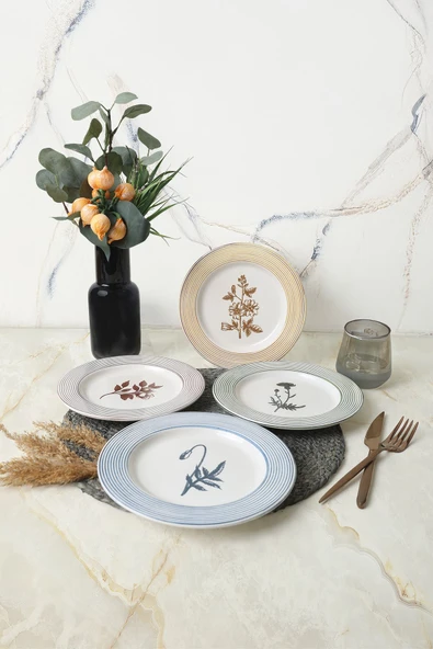 Keramika Floral Essence Assos Pasta Tabağı 22 Cm 4 Adet / 22890-93-94-22949 ürün görseli 1