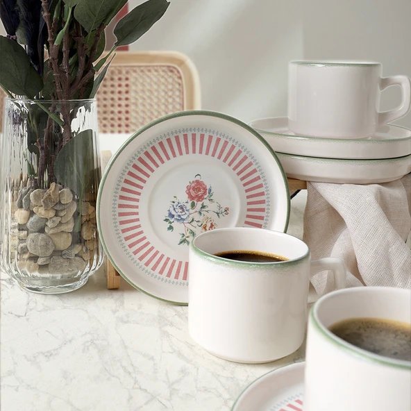 Keramika Rose Line Stackable Çay Takımı 12 Parça 6 Kişilik 22910-12 - 3