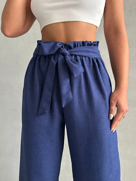 Kadın Kuşak Detaylı Siyah Pantolon - 5