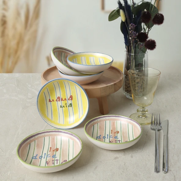 Keramika Mama Mia & La Dolce Vita Halka Çerezlik / Sosluk 13 Cm 6 Adet 22724-25 - 2