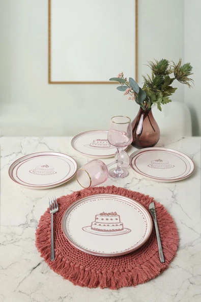 Keramika Pink Cake Nordic Pasta Tabağı 22 Cm 4 Adet 22965-66 - Resim 3
