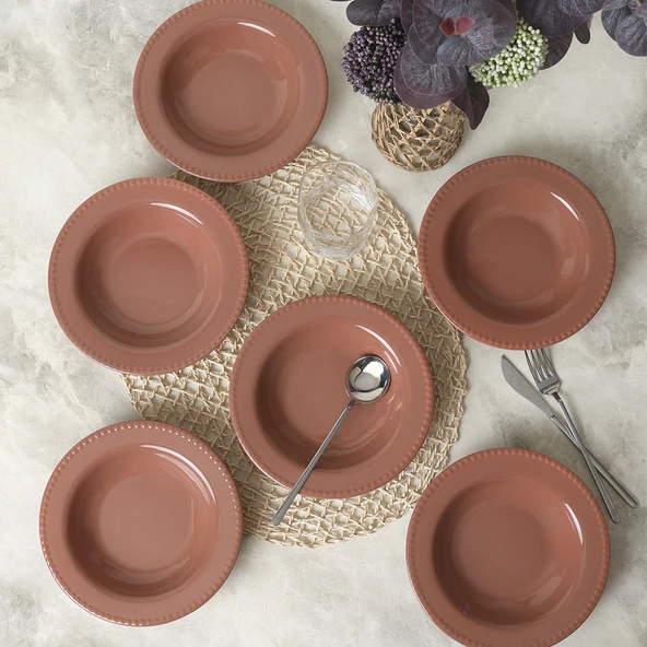 Keramika Kahverengi Bella Yemek Tabağı 21 Cm 6 Adet 605