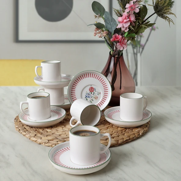 Keramika Rose Line Nordic Kahve Takımı 12 Parça 6 Kişilik 22910-12 - 4