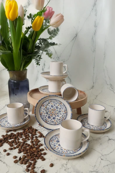 Keramika Sapphire Nordic Kahve Takımı 12 Parça 6 Kişilik 22743-44