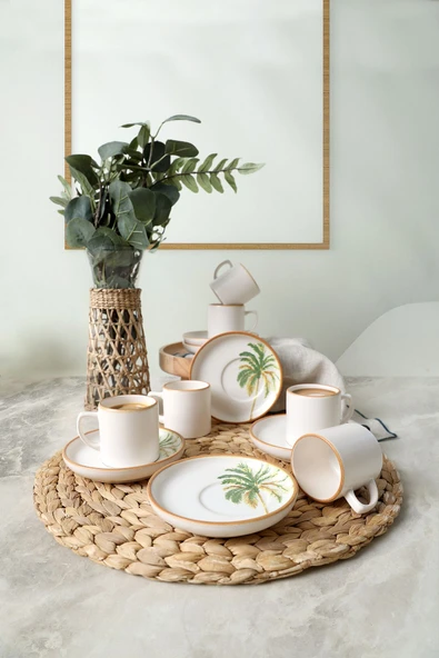 Keramika Bronze Palmiye Nordic Kahve Takımı 12 Parça 6 Kişilik 22902-03