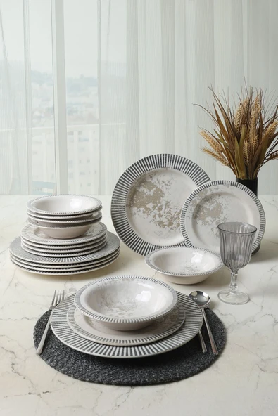 Keramika Deep Moon Assos Yemek Takımı 18 Parça 6 Kişilik 22886-87