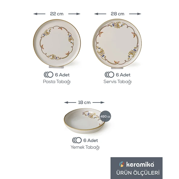Keramika Bronze Bloom Yemek Takımı 18 Parça 6 Kişilik 22926-27-29 - 7