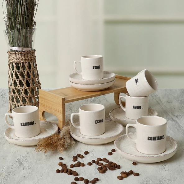 Keramika Deep Collection Mottolu Nordic Kahve Takımı 12 Parça 6 Kişilik 22650-55 - 2