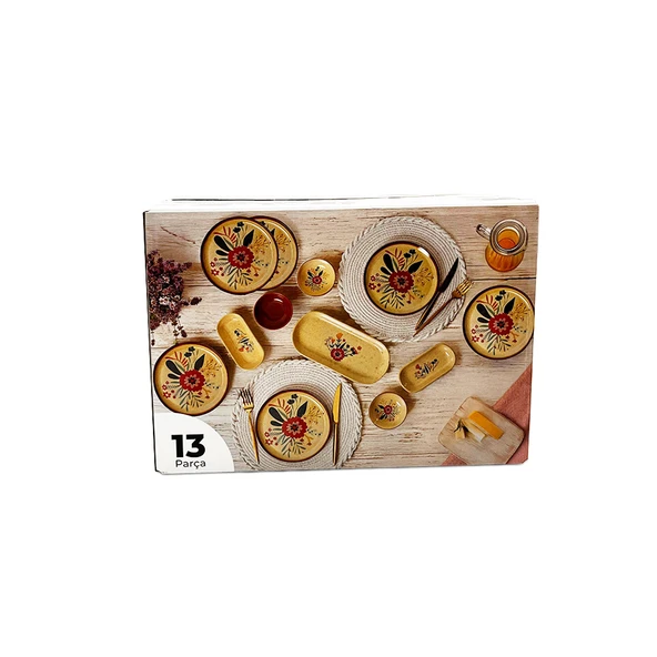 Keramika Çiçek Kahvaltı Takımı 13 Parça 6 Kişilik 22556 - 5