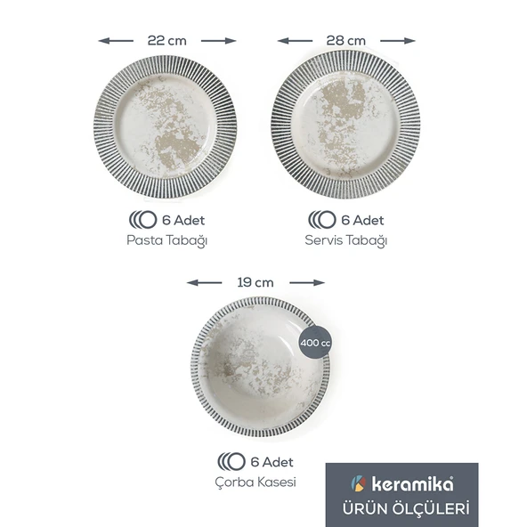 Keramika Deep Moon Assos Yemek Takımı 18 Parça 6 Kişilik 22886-87 - 6