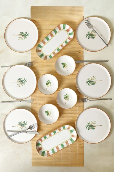 Keramika Bronze Palmiye Kahvaltı Takımı 12 Parça 6 Kişilik 22900-01 - Resim 6