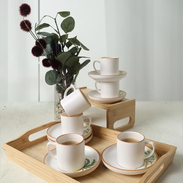 Keramika Bronze Palmiye Nordic Kahve Takımı 12 Parça 6 Kişilik 22902-03 - 4