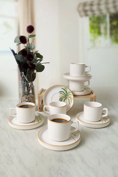 Keramika Bronze Palmiye Stackable Çay Takımı 12 Parça 6 Kişilik 22902-03