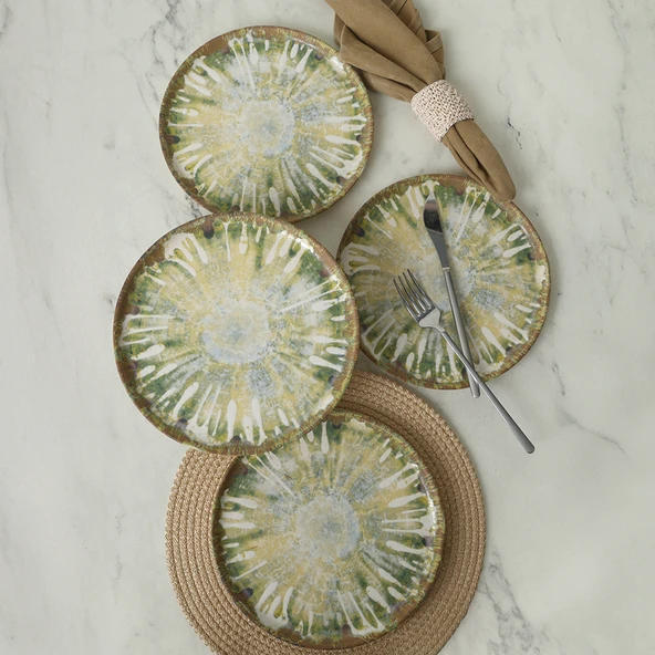 Keramika Green Ripple Nordıc Pasta Tabağı 22 Cm 4 Adet / 22896 - 2
