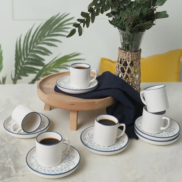 Keramika Floral Waves Nordic Kahve Takımı 12 Parça 6 Kişilik 22669-71 - 2
