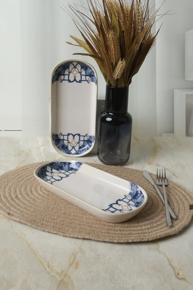 Keramika Wave Flow Noyan Kayık Tabak 26 Cm 2 Adet 22747 - Resim 2