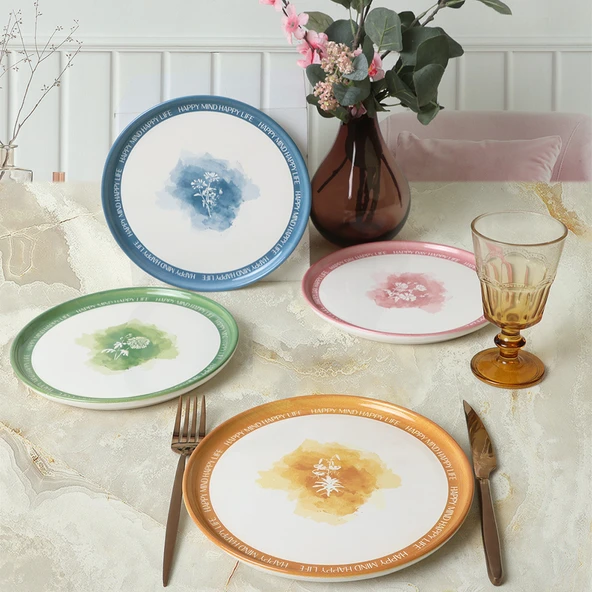 Keramika Flowers Mottolu Nordic Pasta Tabağı 22 Cm 4 Adet 22804-05 - 2