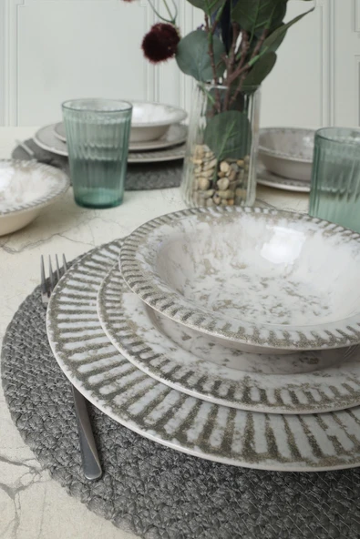 Keramika Deep  Moon Brown Assos Yemek Takımı 18 Parça 6 Kişilik 22880-88 - Resim 4