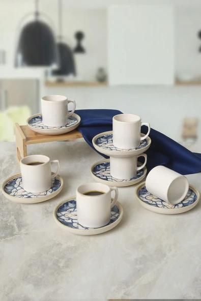 Keramika Wave Flow Nordic Kahve Takımı 12 Parça 6 Kişilik 22750-51