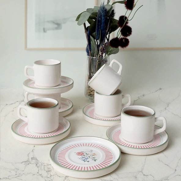 Keramika Rose Line Stackable Çay Takımı 12 Parça 6 Kişilik 22910-12 - 2