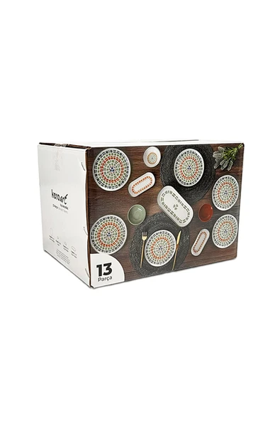 Keramika Etnik Kahvaltı Takımı 13 Parça 6 Kişilik 22554 - 3