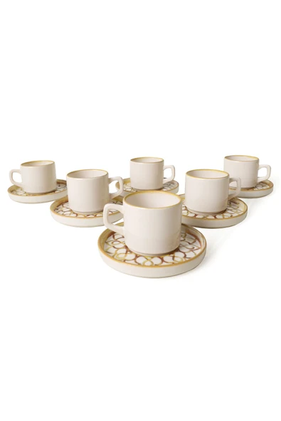 Keramika Worn Gold Stackable Çay Takımı 12 Parça 6 Kişilik 22968-23057 - 5